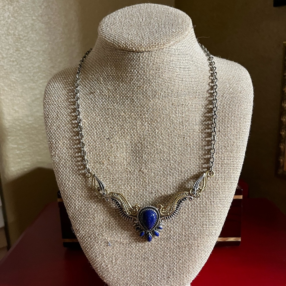 Carolyn Pollack American West sterling silver, brass and Lapis Lazuli necklace